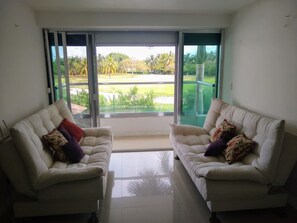 TV, lareira, DVD player, videoteca