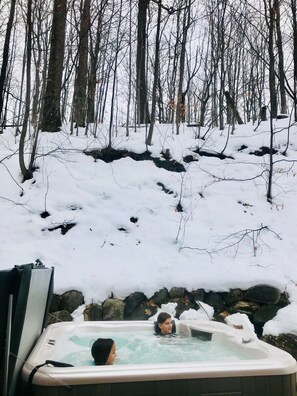 Outdoor spa tub - Leelanau Therapy-Hot Tub, Jetted Tub, Fireplace (Traverse City)