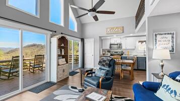 Smart TV, chimenea y libros