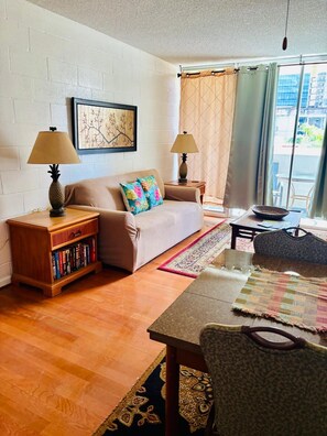 Flat-screen TV, DVD player