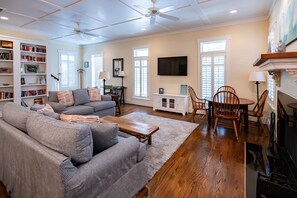 Smart TV, DVD player, books, streaming services