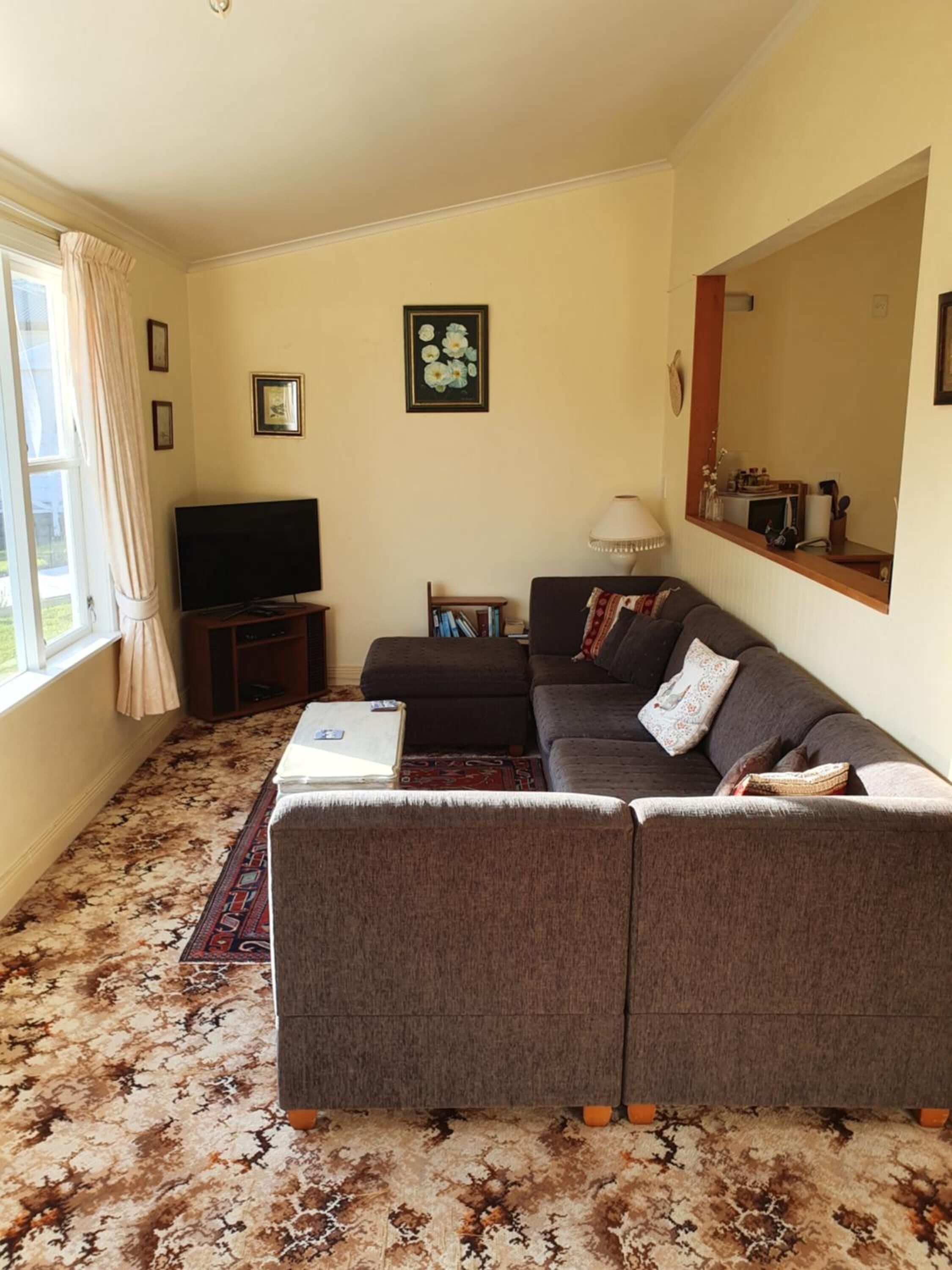 32-inch flat-screen TV with satellite channels, TV, DVD player