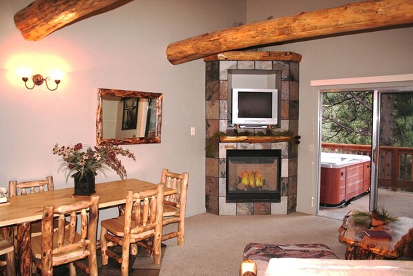Apartment, 1 King Bed, Hot Tub, Mountain View | Living room | 42-inch TV with cable channels - Fawn Valley Inn: 271 (Estes Park)