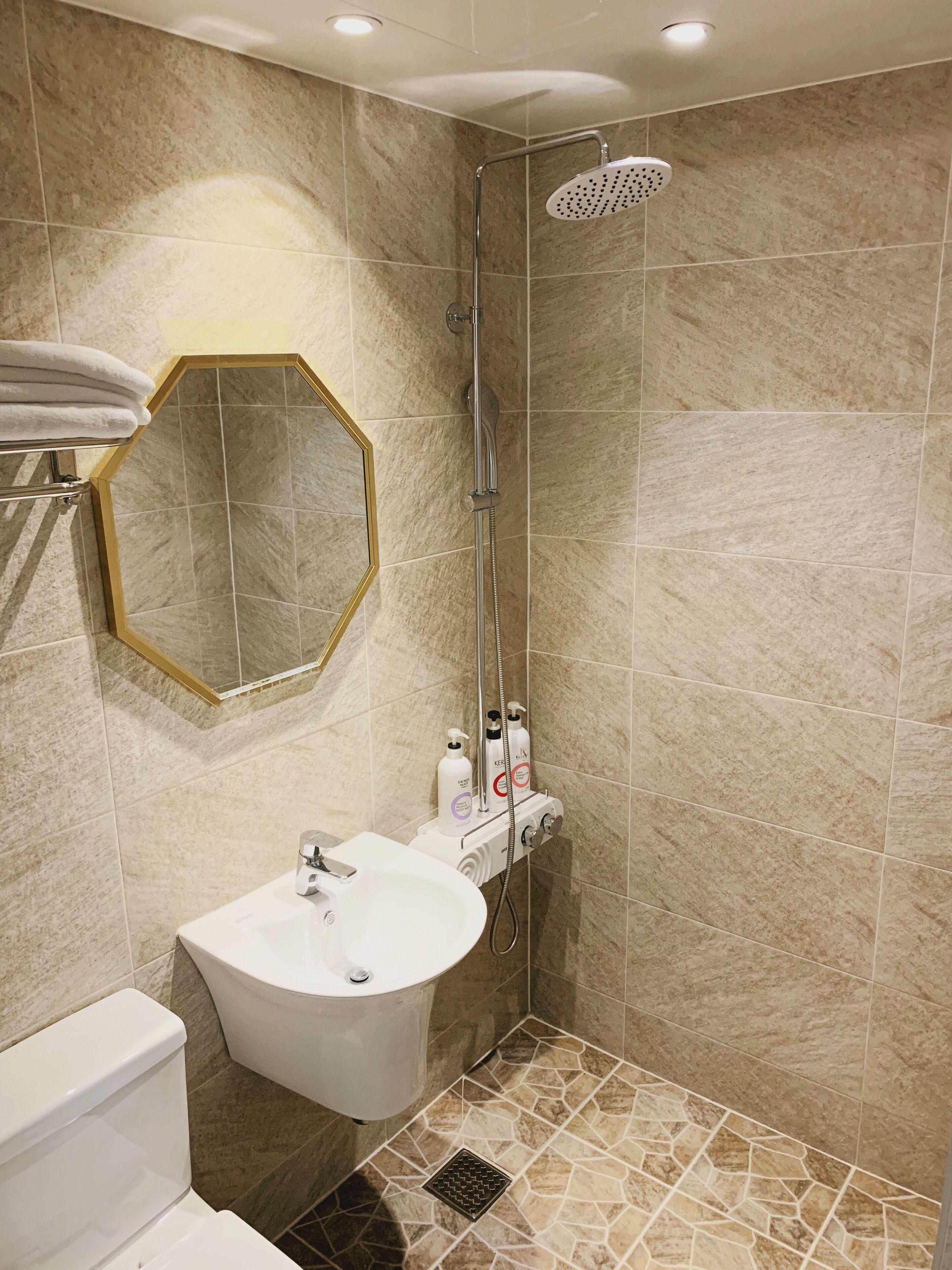 standard room | bathroom | combined shower/bathtub, free toiletries, hair dryer, dressing gowns