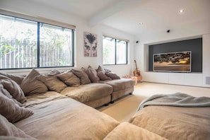 TV, video games, books, video library