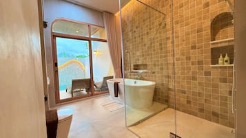 Premier Villa, 1 Bedroom, Private Pool | Bathroom | Shower, hydromassage showerhead, free toiletries, hair dryer