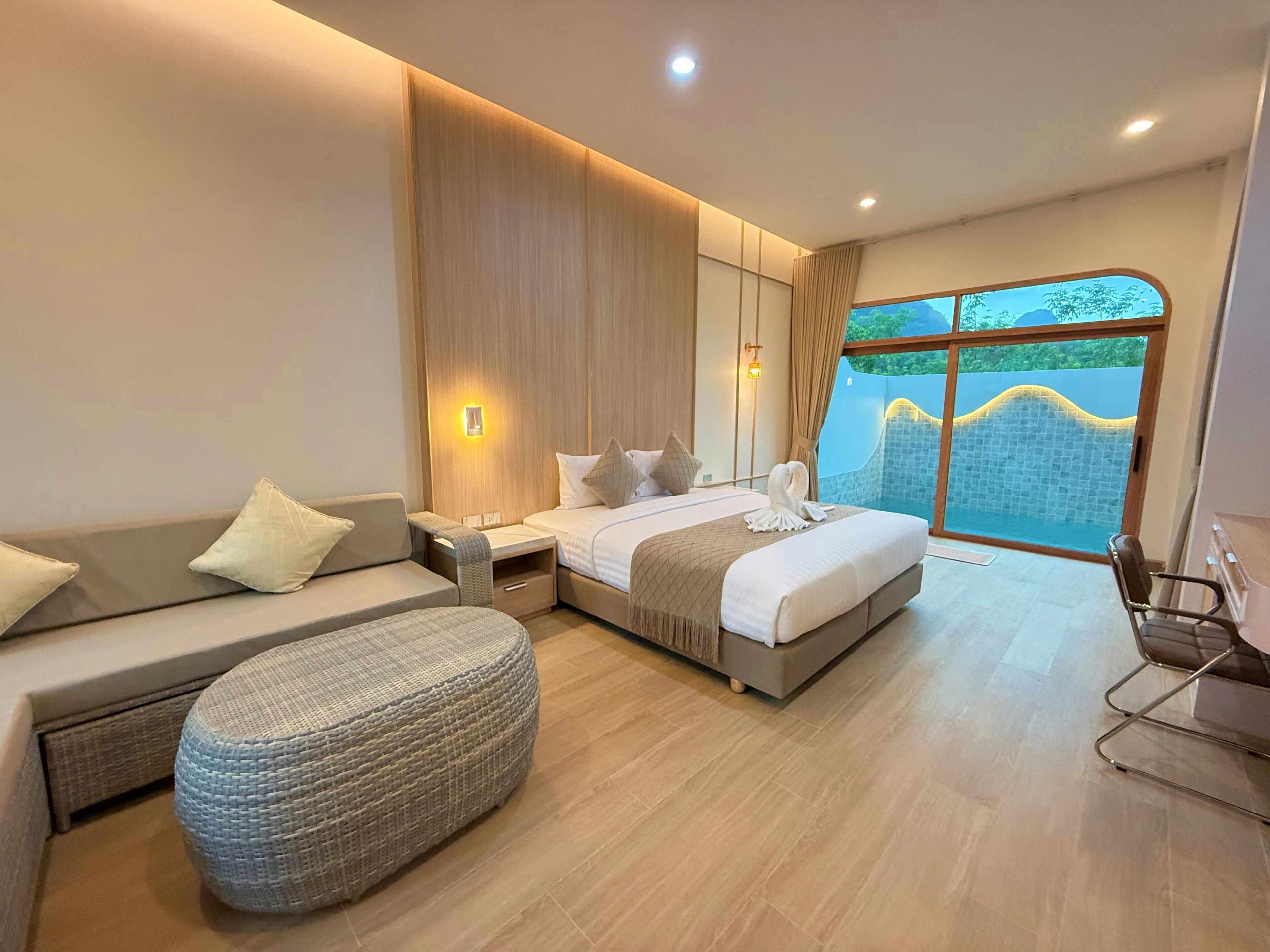 Premier Villa, 1 Bedroom, Private Pool | In-room safe, desk, laptop workspace, blackout drapes