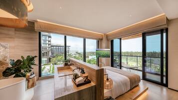 Suíte, 1 cama King, vista para o jardim | Roupas de cama premium, frigobar, cofres nos quartos