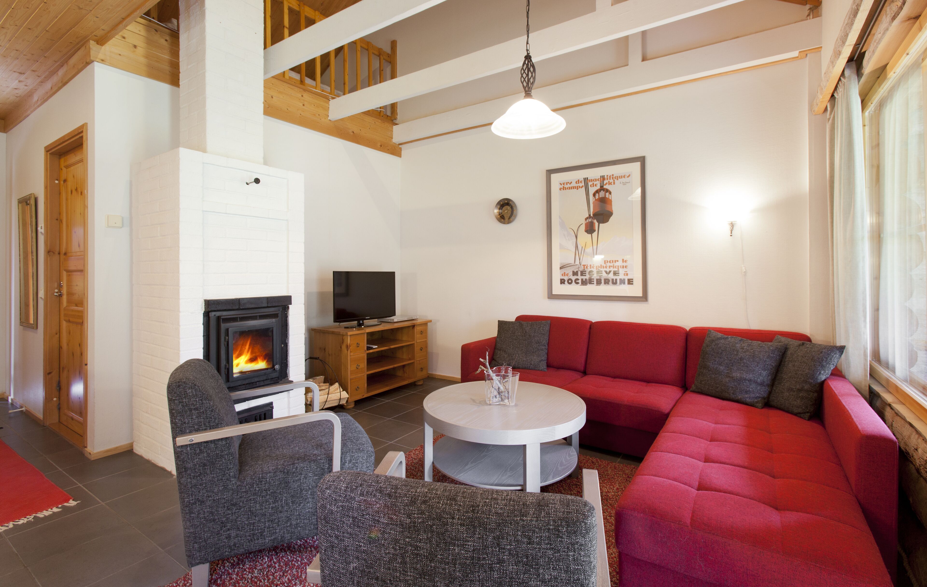 Apartment, 1 Bedroom (42 m2) | Living area | Fireplace