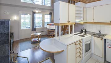 スタジオ サウナ (34 m2) | 専用キッチン | 大型冷蔵庫、電子レンジ、オーブン、コンロ