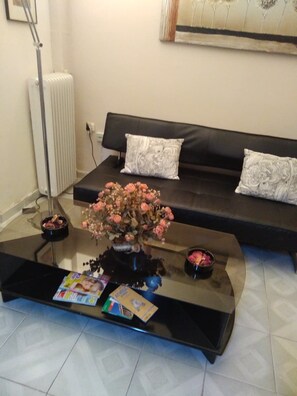 TV, music library, stereo