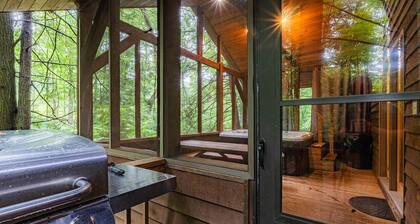 Romantic Cabin 1 with Hot Tub on Screened porch next to National Park