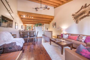 TV, fireplace, DVD player, stereo