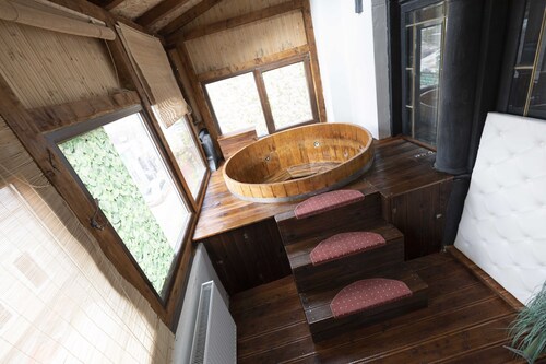 the perfect accommodation for big groups. 18 beds, hot tub, dry sauna,  and more