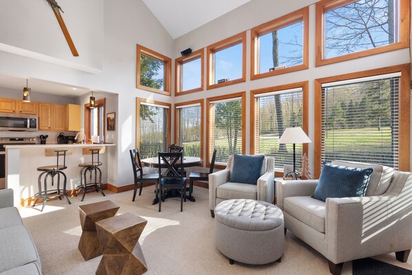 Smart TV, fireplace, DVD player