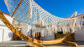Suite, terras, uitzicht op zee | Terras