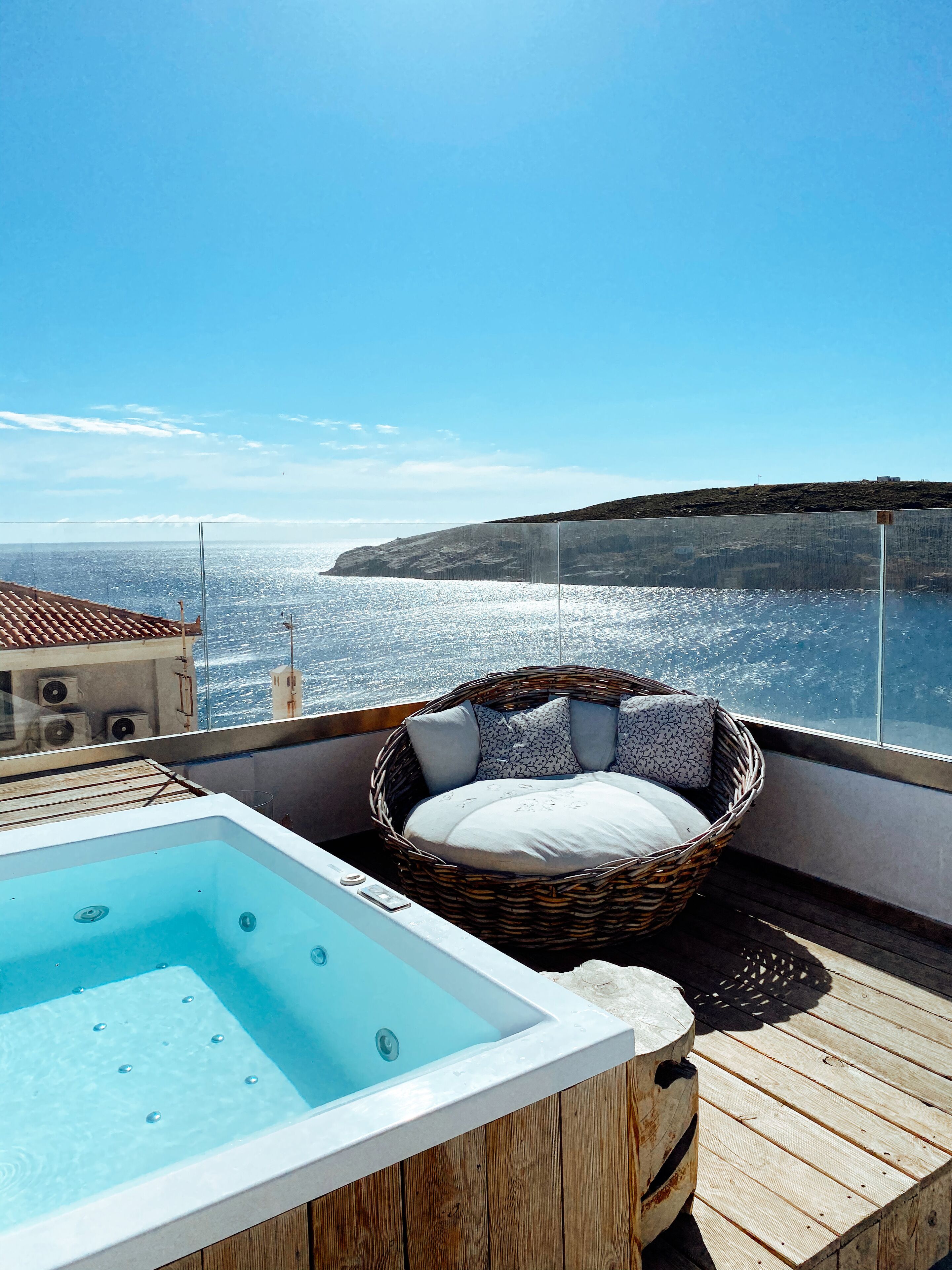 Suite, 2 Schlafzimmer, Whirlpool, Meerseite (Split Level) | Terrasse/Patio