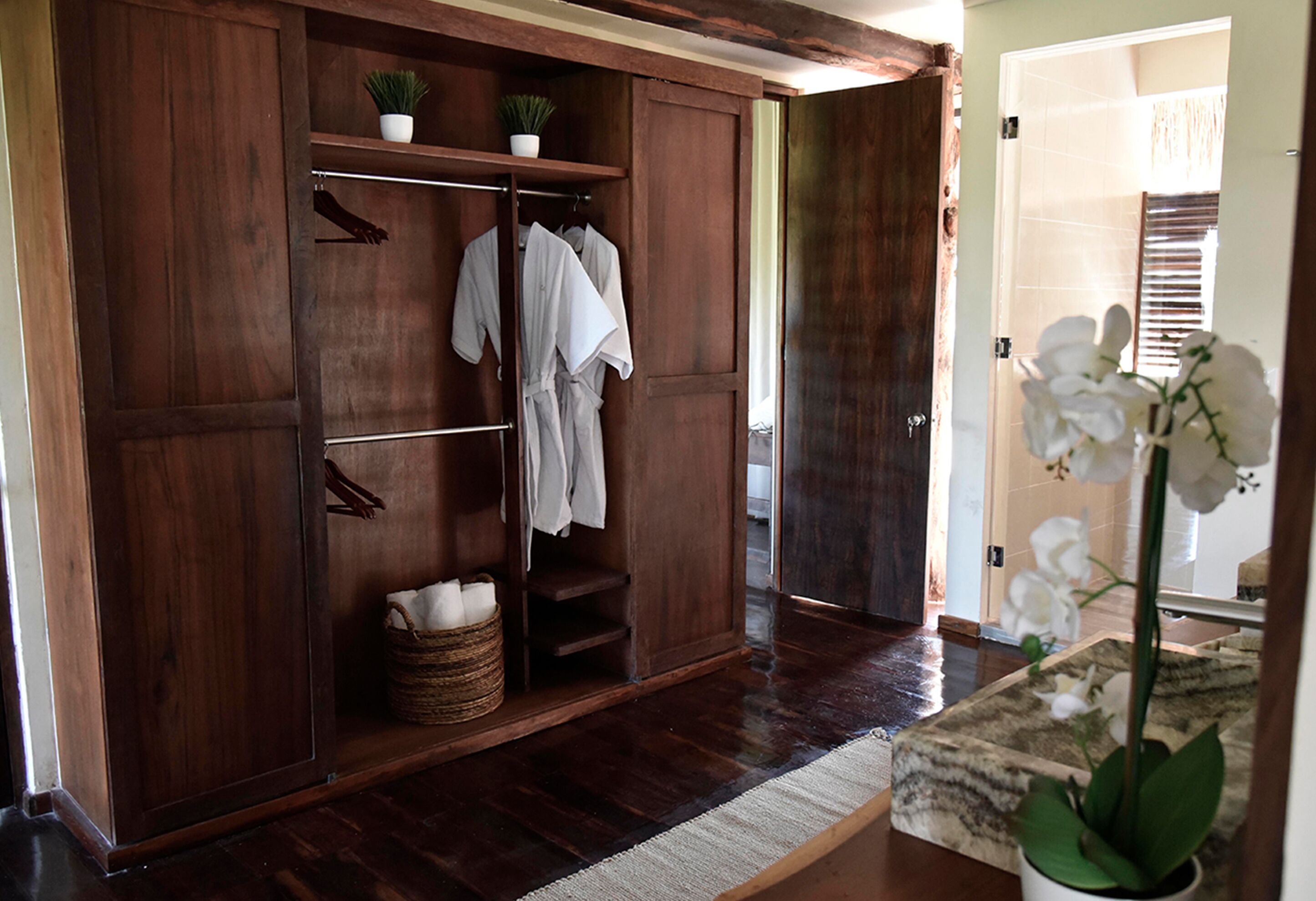 shower, rainfall showerhead, designer toiletries, hair dryer