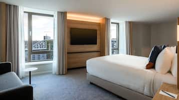 In-room safe, desk, laptop workspace, blackout curtains