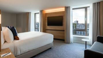 In-room safe, desk, laptop workspace, blackout curtains