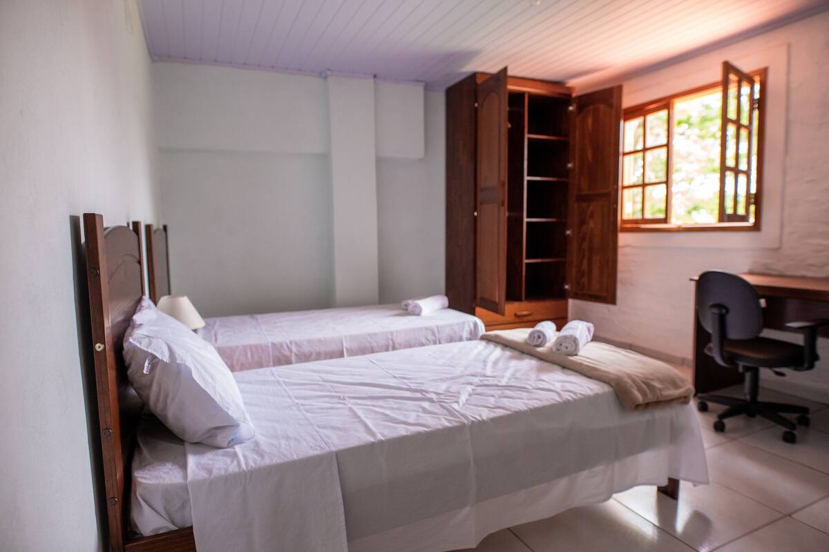 Desk, free WiFi, bed sheets