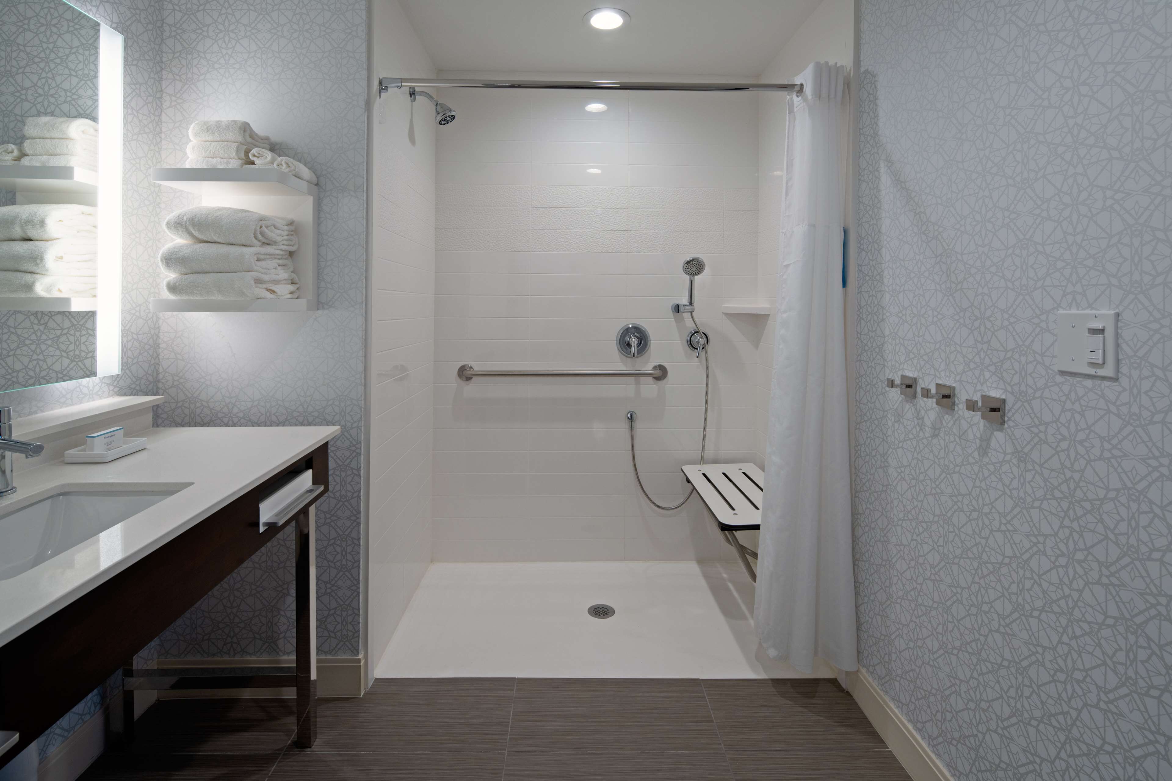 room, 1 king bed, accessible (mobility & hearing, roll-in shower) | bathroom shower