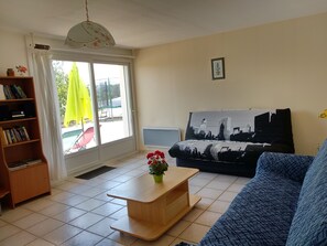 TV, DVD player, books, stereo