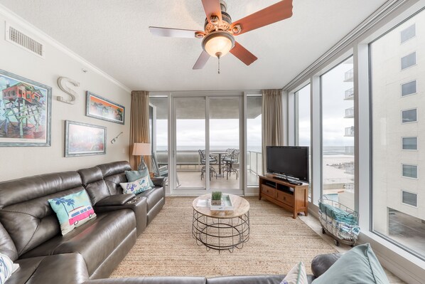 TV, DVD player, stereo