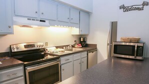 Condo, Multiple Beds, Fireplace, River View | Private kitchen - Fawn Valley Inn: 210 (Estes Park)