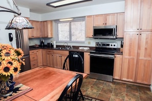 Apartment, Multiple Beds, Fireplace, River View | Private kitchen | Fridge, microwave, stovetop, dishwasher