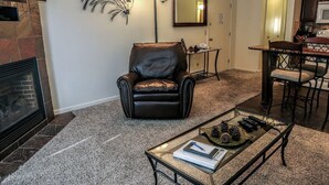 Apartment, 1 Queen Bed, Fireplace, River View | Living room - Fawn Valley Inn: 292 (Estes Park)
