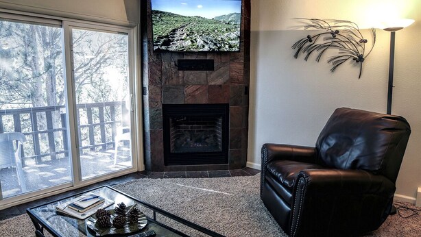 Apartment, 1 Queen Bed, Fireplace, River View | Living room - Fawn Valley Inn: 292 (Estes Park)