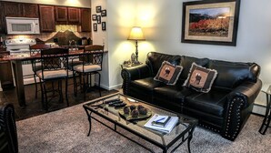 Apartment, 1 Queen Bed, Fireplace, River View | Living room - Fawn Valley Inn: 292 (Estes Park)