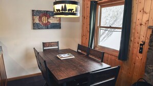 House, Multiple Beds, Fireplace, Mountain View | Private kitchen | Coffee/tea maker, fridge, microwave, oven - Lazy R Cottages: 7A (Estes Park)
