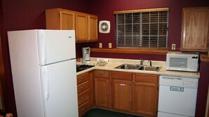 Chalet, Multiple Beds, Private Pool | Private kitchen | Coffee/tea maker, fridge, microwave, stovetop