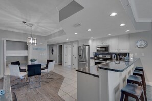 Condo, Multiple Beds, Pool Access | Private kitchen | Fridge, microwave, oven, stovetop - Treasure Island 0802 (Panama City Beach)