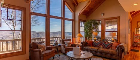 Télévision, cheminée, lecteur de DVD, livres