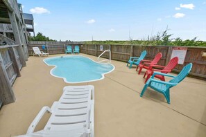 Outdoor pool - Oceanfront Dog Friendly Home with Private Pool, Hot Tub, and Game Room (Salvo)