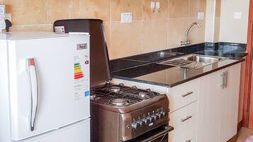 Executive Studio | Private kitchen | Fridge, microwave, oven, coffee/tea maker
