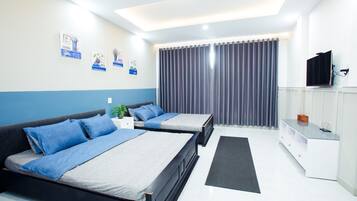 Minibar, desk, blackout curtains, soundproofing