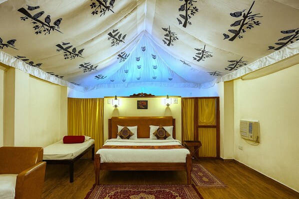 Luxury Cottage Cum Tent | Frette Italian sheets, premium bedding, memory foam beds, desk