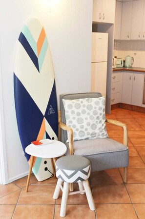 Apartment (1 Bedroom) | Living room | 20-inch TV with digital channels, Netflix, streaming services - Lovely 1 Bedroom Apartment Steps to the Beach (Coolangatta)