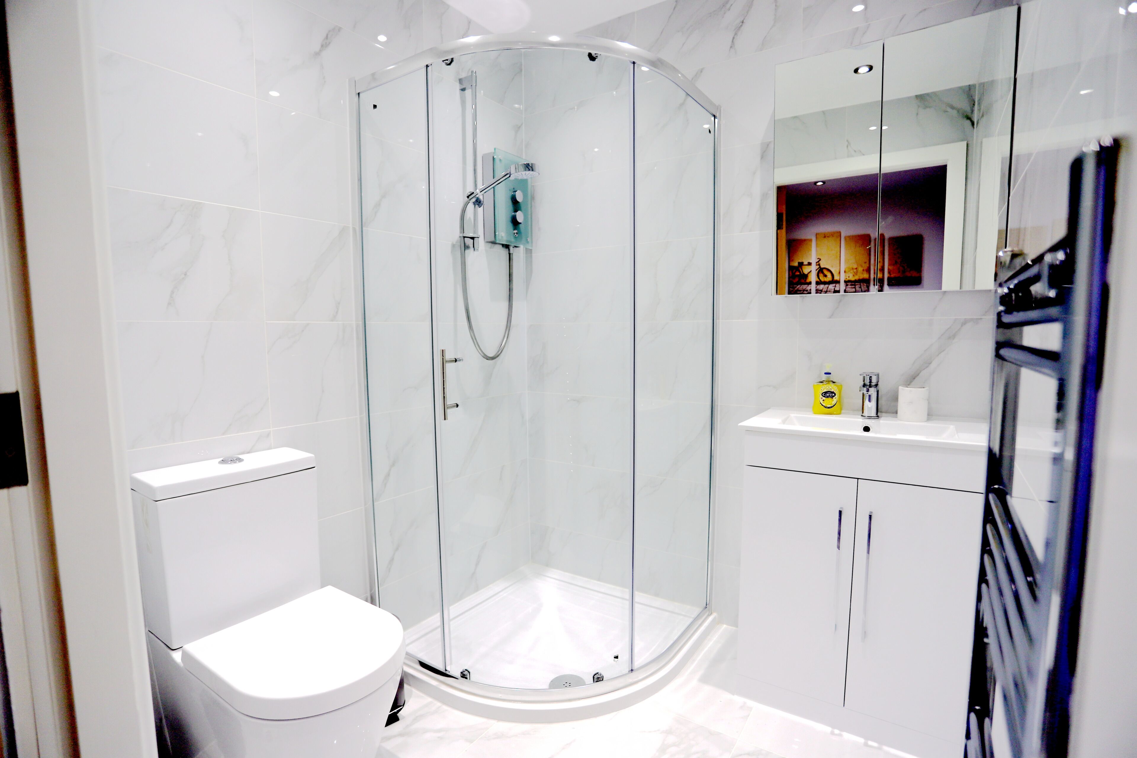 Apartment | Bathroom | Shower, free toiletries, hair dryer, towels