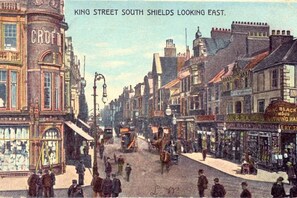 A street scene with buildings labeled "Croft" and "Black's Cloths." - South Shield's Emerald 2 Bed Apartment (South Shields)