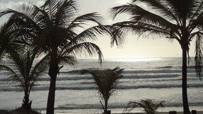 On the beach, white sand, beach umbrellas