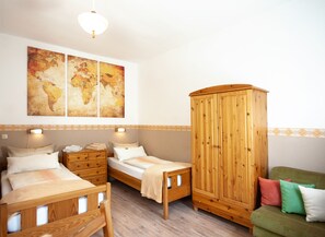 2 bedrooms, in-room safe, iron/ironing board, travel cot