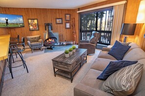 TV, fireplace