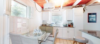 Summer home with expansive deck & wonderful location for beachgoers