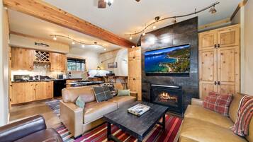 Smart TV, fireplace, offices, computer monitors