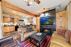 Smart TV, fireplace, offices, computer monitors